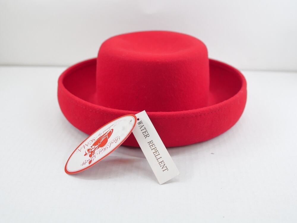 Vintage! The Scala Collection By Scala Womens Red 100% Wool Rolled Brim Hat